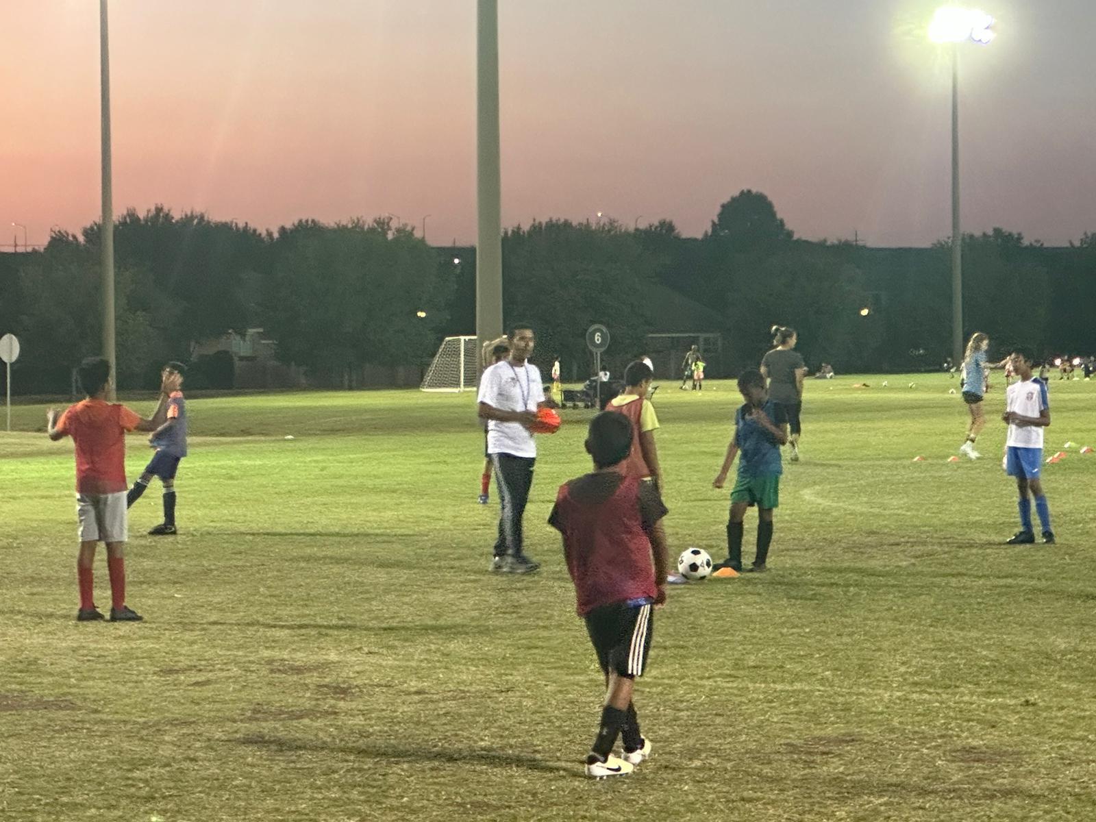 Evening football session in progress